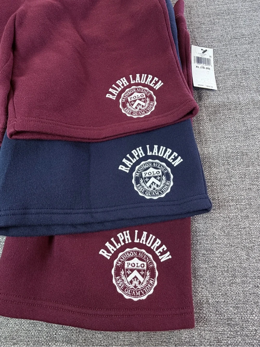 Ralph Lauren Young Burgundy&Navy Shorts Set of 1-SzL(14-16), 2-szXl(18-20)